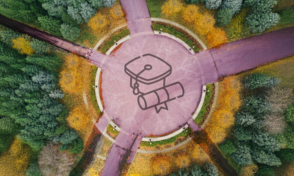 Visuell bild av en cirkel med flera vägar ut.